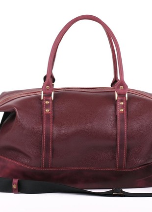 Beautiful women's leather carpetbag in burgundy color7 photo