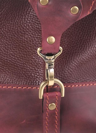 Beautiful women's leather carpetbag in burgundy color8 photo