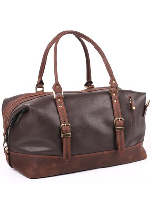 Leather brown weekender bag