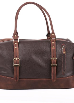 Leather brown weekender bag2 photo