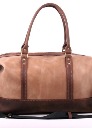 Leather carpetbag made of combinations of natural leather Old master7 photo