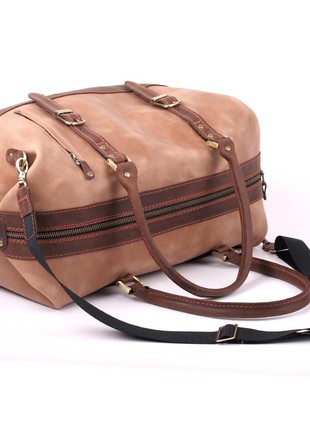 Leather carpetbag made of combinations of natural leather Old master3 photo