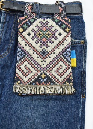 Women bag-wallet "Haman tapestry X" handmade in ethno style.