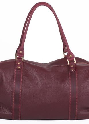 Women's burgundy carpetbag made of high-quality genuine leather2 photo