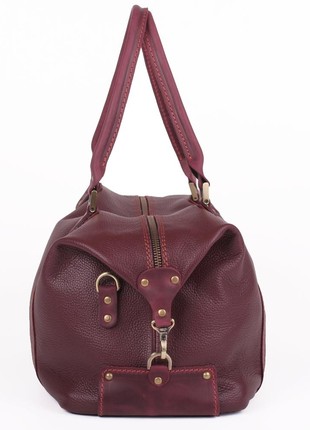 Women's burgundy carpetbag made of high-quality genuine leather5 photo