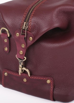 Women's burgundy carpetbag made of high-quality genuine leather3 photo