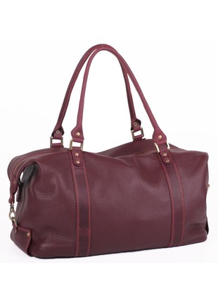Women's burgundy carpetbag made of high-quality genuine leather