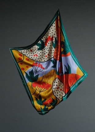 Silk scarf "Kalyna/Viburnum" with double-sided printing2 photo
