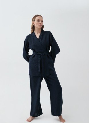 UNISEX LINEN KIMONO SET WITH EMROIDERY ''STORKS''