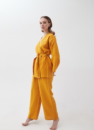 UNISEX LINEN KIMONO SET WITH EMROIDERY ''STORKS''