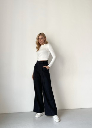 Wide black trousers with wool1 photo