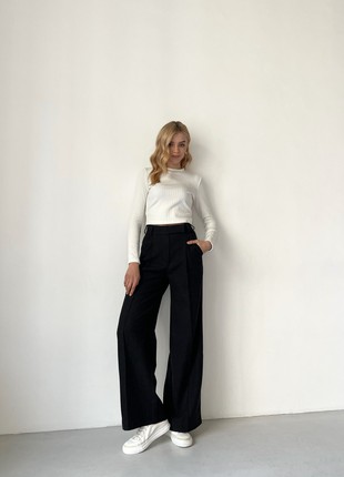 Wide black trousers with wool2 photo