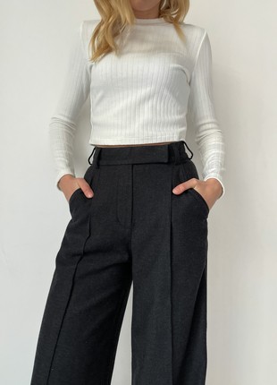 Wide black trousers with wool7 photo