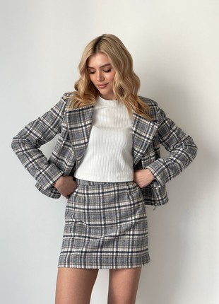 Short trapeze gingham skirt