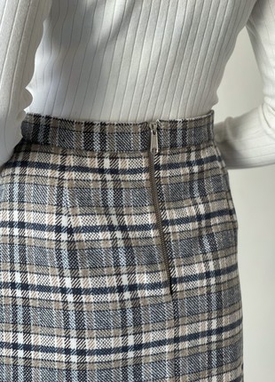 Short trapeze gingham skirt6 photo
