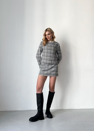 Suit jacket and short trapeze gingham skirt2 photo