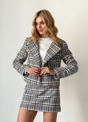 Suit jacket and short trapeze gingham skirt6 photo