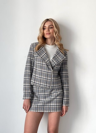 Suit jacket and short trapeze gingham skirt5 photo