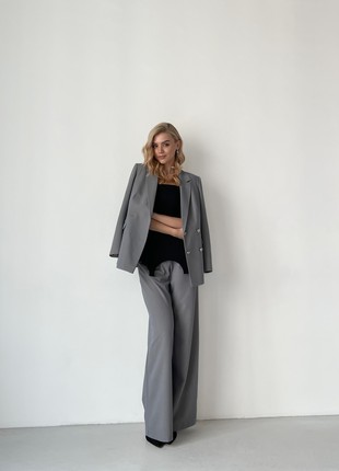 Suit jacket loose fit and maxi palazzo pants grey-blue4 photo