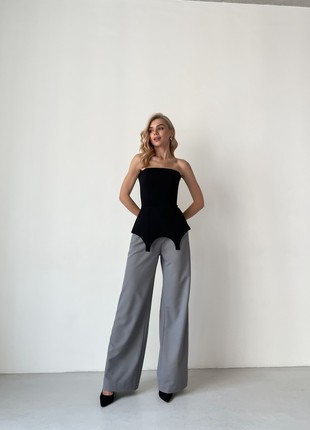 Suit jacket loose fit and maxi palazzo pants grey-blue6 photo