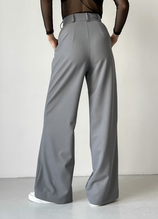 Suit jacket loose fit and maxi palazzo pants grey-blue10 photo