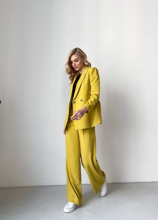 Suit jacket loose fit and maxi palazzo pants yellow3 photo