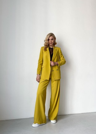 Suit jacket loose fit and maxi palazzo pants yellow2 photo