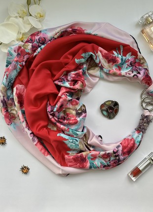 Scarf ",Bright mosaic of love", from the brand MyScarf. Decorated with natural assorted stones4 photo
