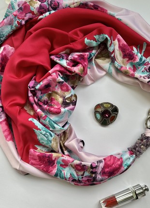 Scarf ",Bright mosaic of love", from the brand MyScarf. Decorated with natural assorted stones7 photo