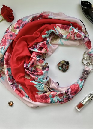 Scarf ",Bright mosaic of love", from the brand MyScarf. Decorated with natural assorted stones10 photo