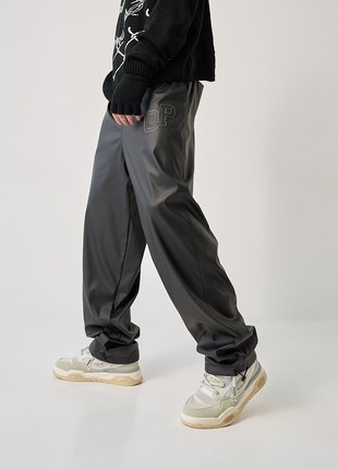 Oversize men's pants OGONPUSHKA Hasla Leather black2 photo