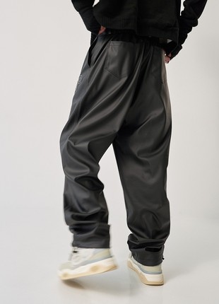 Oversize men's pants OGONPUSHKA Hasla Leather black10 photo