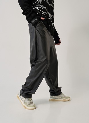 Oversize men's pants OGONPUSHKA Hasla Leather black4 photo