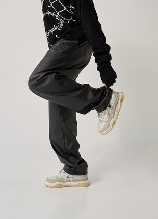 Oversize men's pants OGONPUSHKA Hasla Leather black5 photo