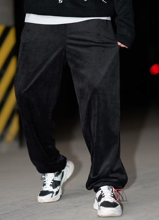 OGONPUSHKA Hasla Velvet black oversize men's trousers4 photo