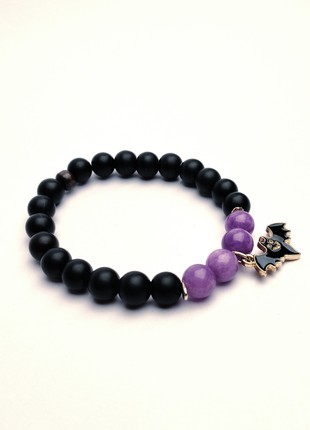 Bracelet with natural minerals and pendant "Bat"3 photo