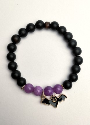 Bracelet with natural minerals and pendant "Bat"4 photo