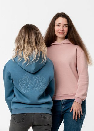 Women's hoodie with embroidery "Dove of peace" pink7 photo
