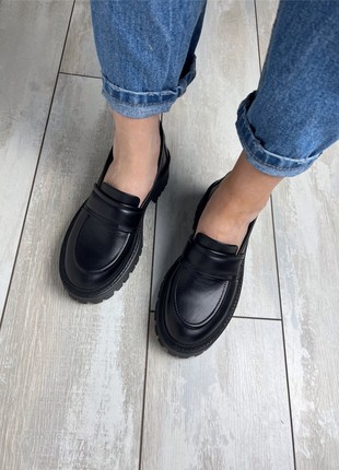 Black leather loafers4 photo