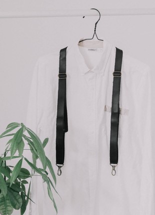 Leather suspender carabiner black2 photo