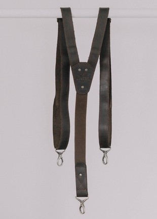 Leather suspender carabiner (dark brown)4 photo