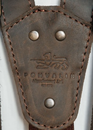 Leather suspender carabiner (dark brown)5 photo