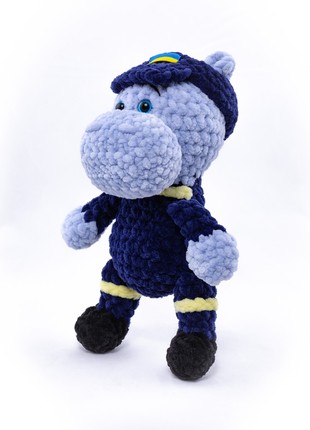 Knitted plush toy  Rescuer Bohdan the Hippo2 photo