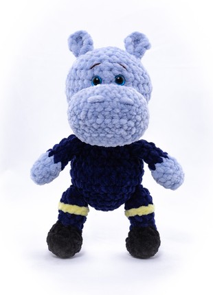 Knitted plush toy  Rescuer Bohdan the Hippo5 photo