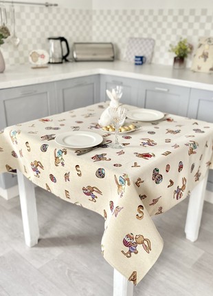 Easter tapestry tablecloth 54x94 in (137 x 240 cm.) festive tablecloth1 photo