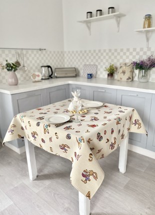 Easter tapestry tablecloth 54x94 in (137 x 240 cm.) festive tablecloth2 photo