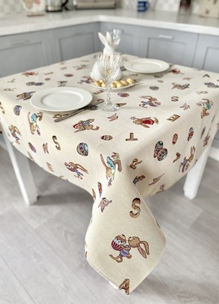 Easter tapestry tablecloth 54x94 in (137 x 240 cm.) festive tablecloth4 photo