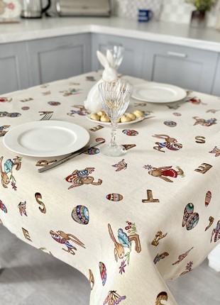 Easter tapestry tablecloth 54x94 in (137 x 240 cm.) festive tablecloth5 photo