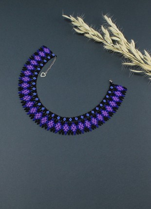 Black and purple beaded necklace for woman1 photo
