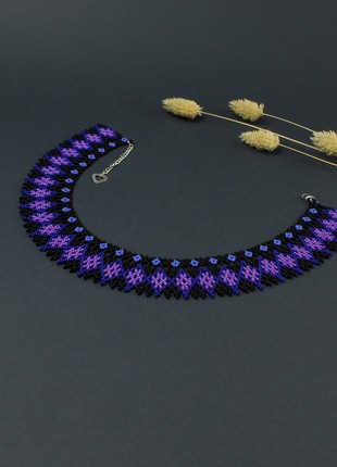 Black and purple beaded necklace for woman2 photo